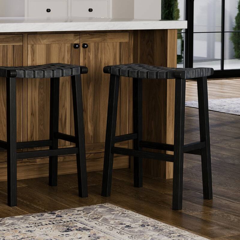 Maven Lane Noah Backless Kitchen Dining Stool with Vegan Leather