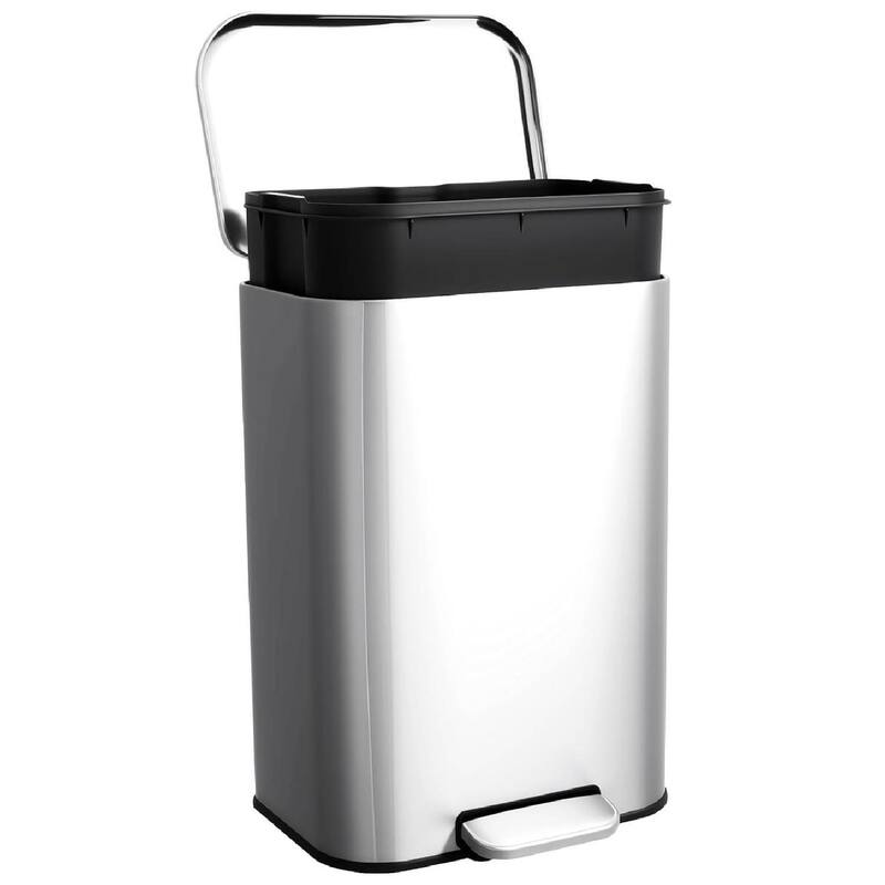 13 Gal Fingerprint-Proof Step Rubbish Bin, Trash Can for Bathroom, Kitchen