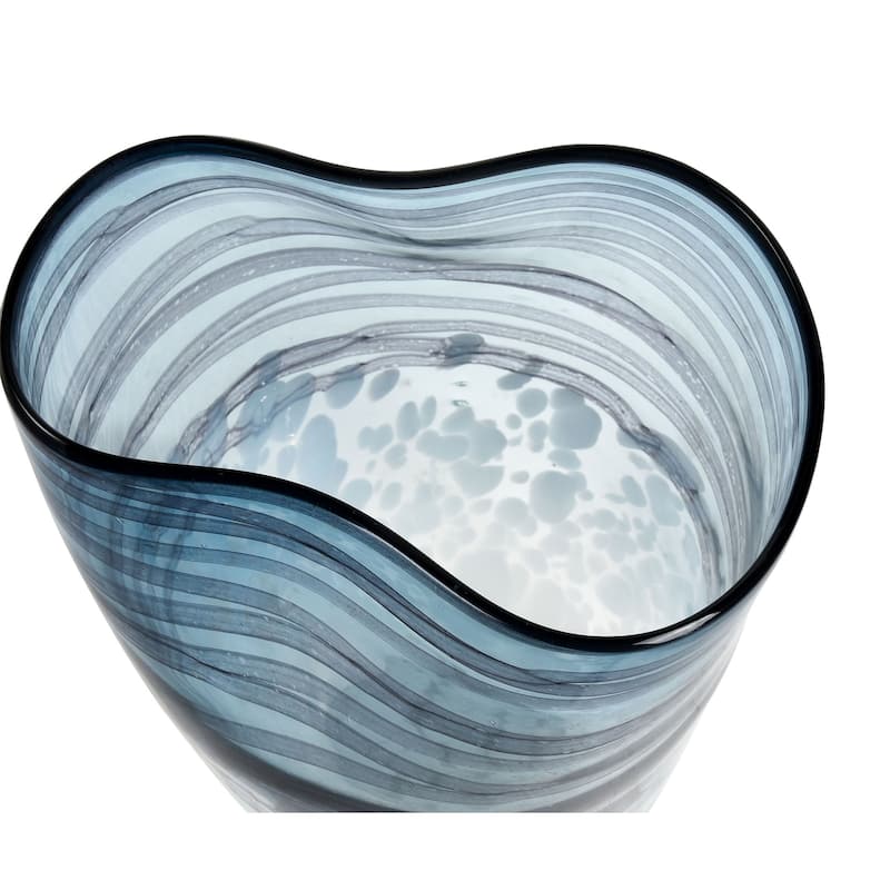 Atlas Seaforth Blue and White Glass Vase