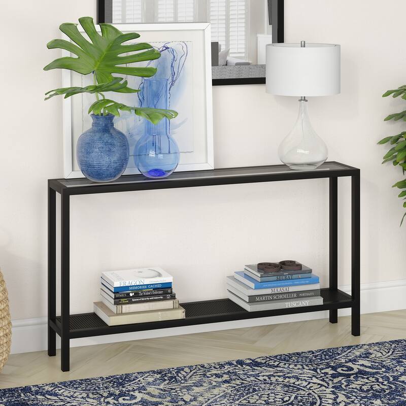 Rigan Modern Metal and Glass Console Table