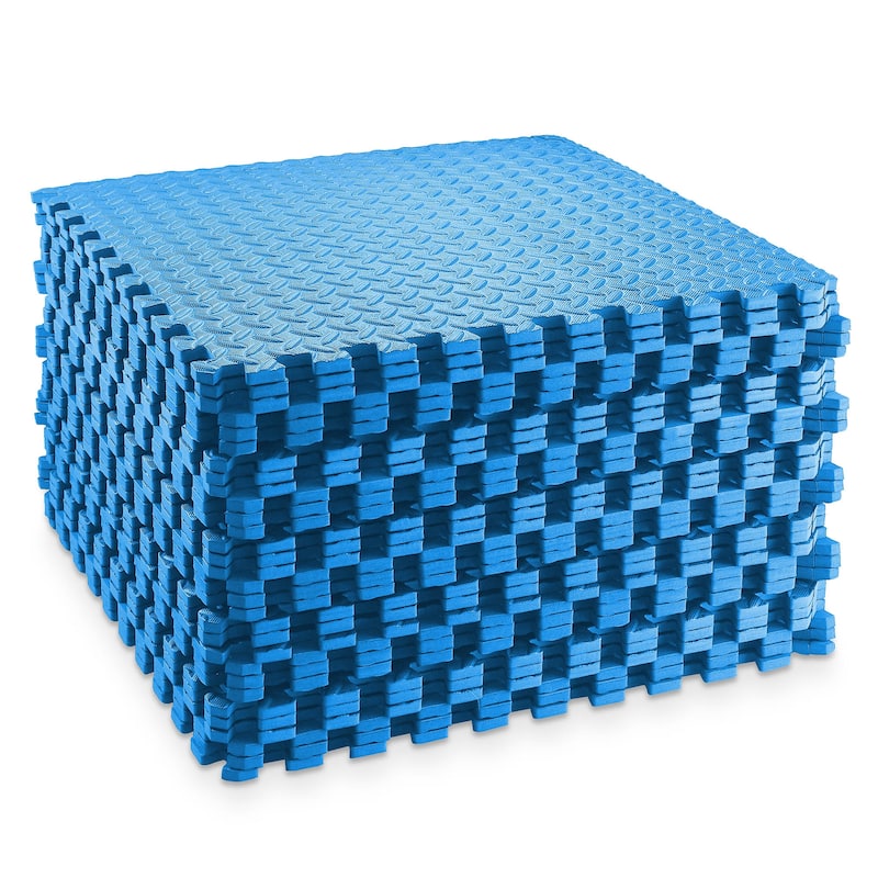30 Gym Exercise Flooring Mats 24in Foam Workout Floor Tiles Blue - Large