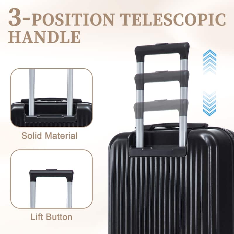 14"/20" 2 pcs/set in ABS Spinner Wheel Luggage, with Combination Lock and Front Opening Design, 14" Cosmetic Case