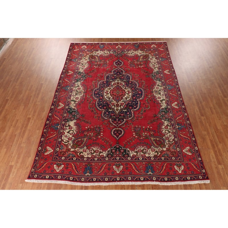 Tabriz Persian Vintage Area Rug Handmade Wool Carpet - 9'6"x 13'0"