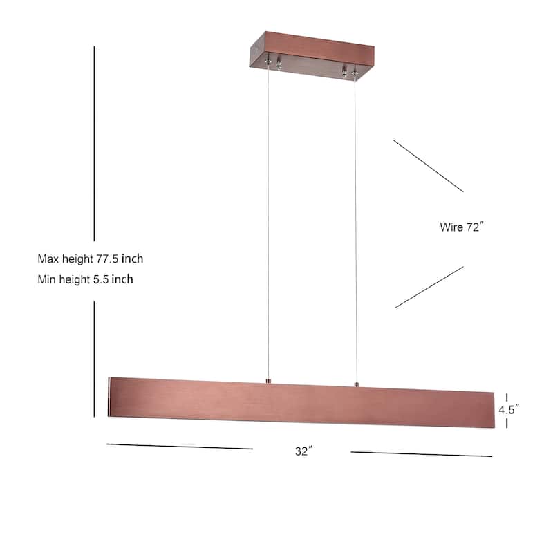 Julian 40" Dimmable Adjustable Integrated LED Metal Linear Pendant, by JONATHAN Y