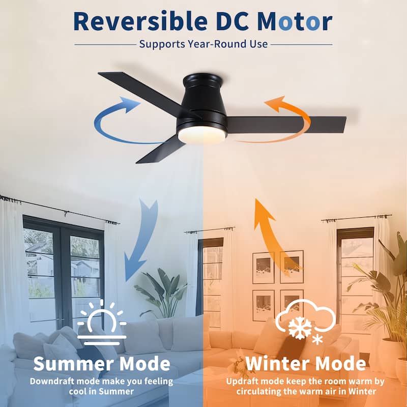 48" Black Lowe Profile Ceiling Fan with Light - Black,Brown