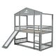 preview thumbnail 9 of 16, Twin Over Twin House Bunk Bed with Convertible Slide and Ladder, Detachable into Two Twin Beds - Fun Playhouse Design for Kids