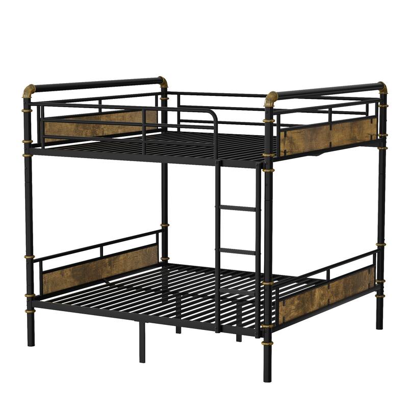 over Metal Bunk Bed, Industrial Detachable Bunkbeds with Safety Guard Rails