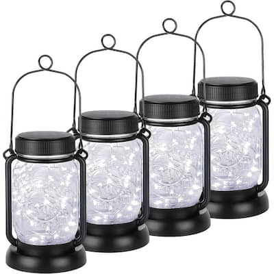 4 Pack Solar Hanging Lantern with Stakes