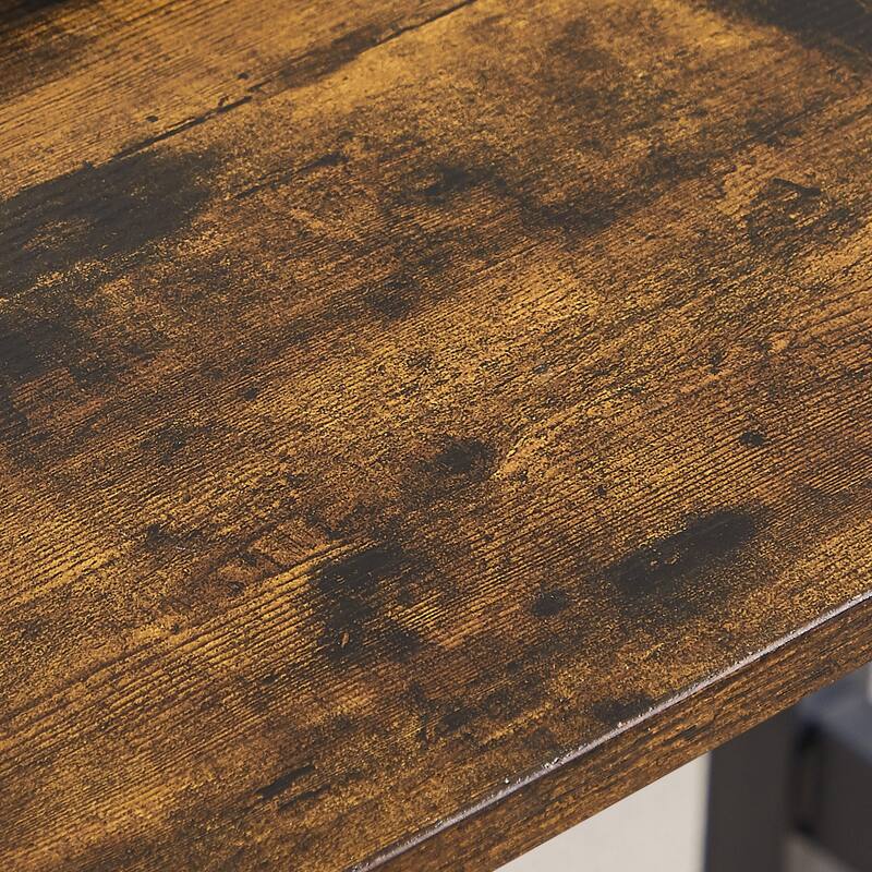 Dining Set with 2 Benches, 2 Sliding Benches with Steel Frame, Breakfast Nook with Kitchen Breakfast Table