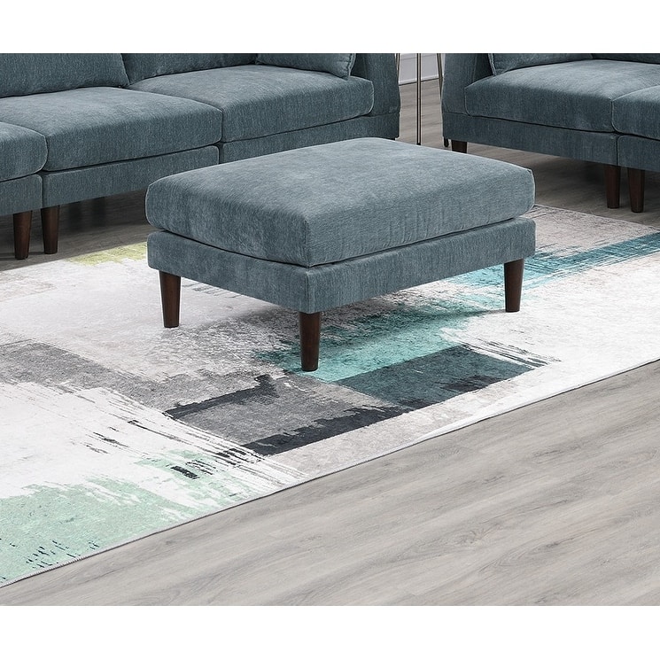 Beautiful Blush Ottoman Morgan Fabric 1pc Ottoman Soft Cushion Wood Legs Living Room Furniture