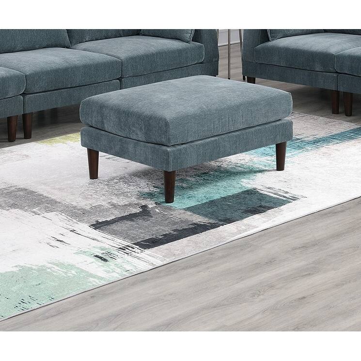 Beautiful Ottoman Morgan Fabric 1pc Ottoman Soft Cushion Wood Legs Living Room Furniture