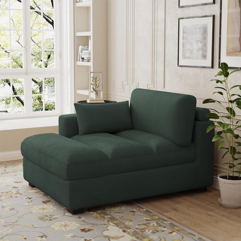 Modern Corduroy L-Shaped Sofa Chaise Lounge Couch
