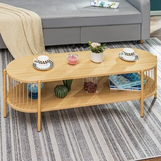 2-Tier Wood Coffee Table with Storage Shelf - Bed Bath & Beyond - 39081255