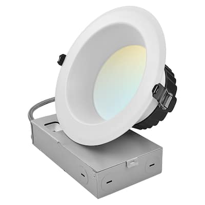 LUXRITE 6 Inch Commercial LED Recessed Light J-Box 5CCT 30/40/50W Dimmable 3000/4000/5000LM 120-277V Wet Rated IC Rated