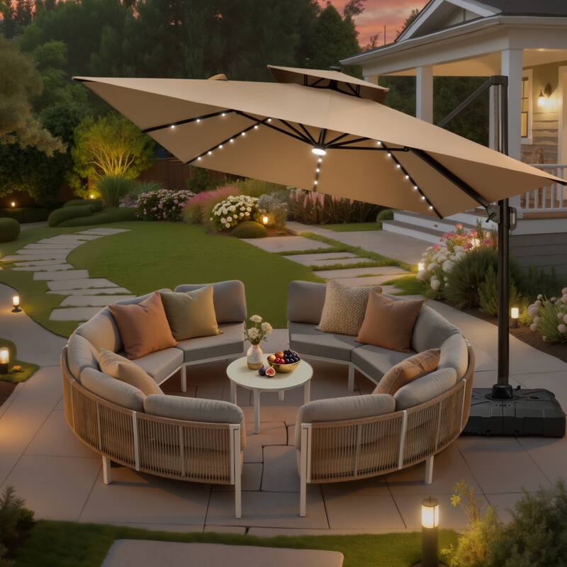 Outdoor Patio Furniture All-Weather Aluminum PE Rattan Wicker Half Round Curved Sofa Sectional Set