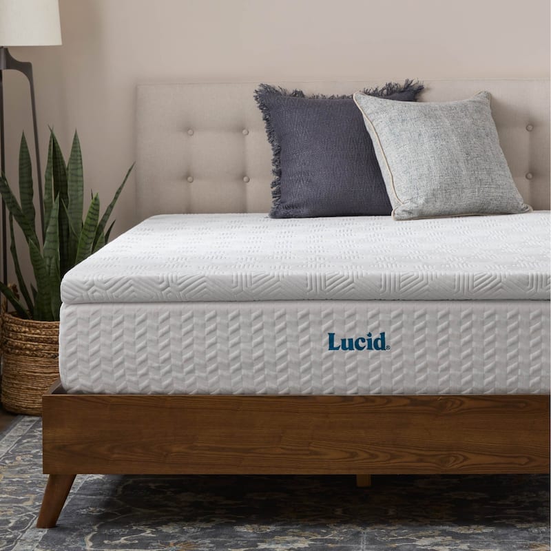 Lucid Bamboo Charcoal and Gel Memory Foam Covered Mattress Topper 2,3,4 inch - N/A