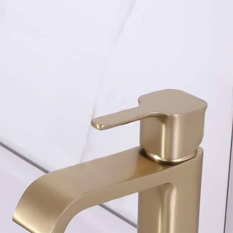 Bathroom Single Handle Faucet Pop Up Drain Gold