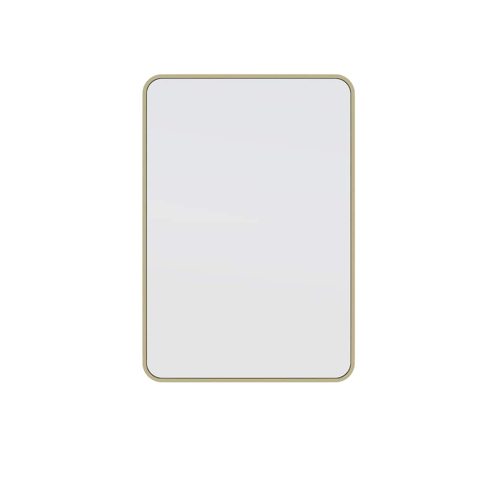 Glass Warehouse 32 in. H x 22 in. W Radius Corner Stainless Steel Framed Mirror