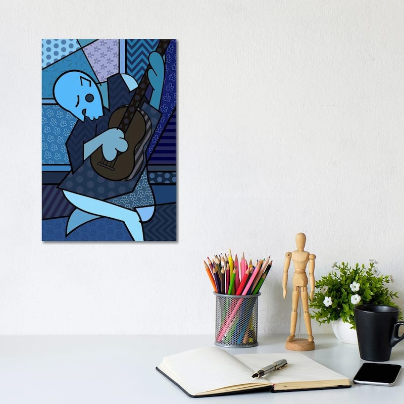 iCanvas "The Old Guitarist 2 (After Pablo Picasso)" by 5by5collective Canvas Print - 12x8x0.75