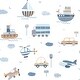 preview thumbnail 2 of 4, Galerie Wallcoverings Tiny Tots 2 Transportation Non-woven Matte Wallpaper Roll 33 feet x 21 inches - Brown/Sky Blue/Navy