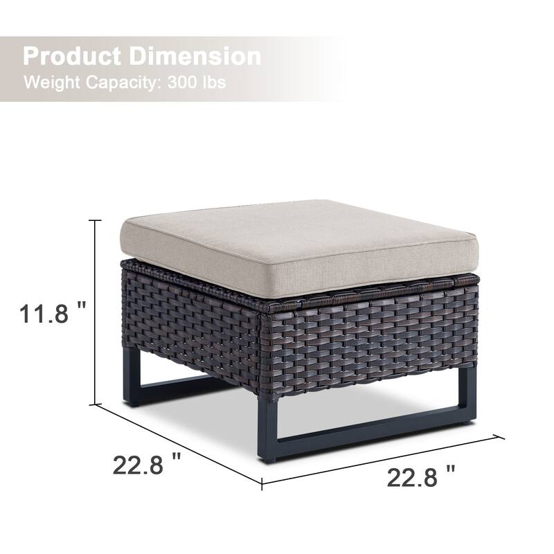 Gymojoy Outdoor Wicker Ottomans with Olefin Cushions