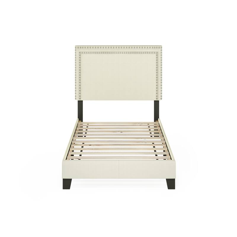 Furinno Laval Double Row Nailhead Bed Frame