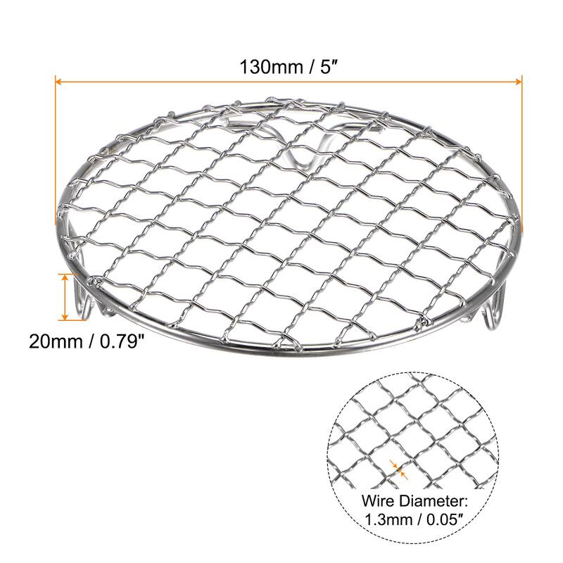 Round Cooking Rack 5-inch Stainless Steel Cross Wire Barbecue Grill with Legs - Silver