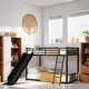 preview thumbnail 11 of 16, Kid's Friendly Style Twin over Twin Bunk Bed with Slide, Ladder and Guardrail