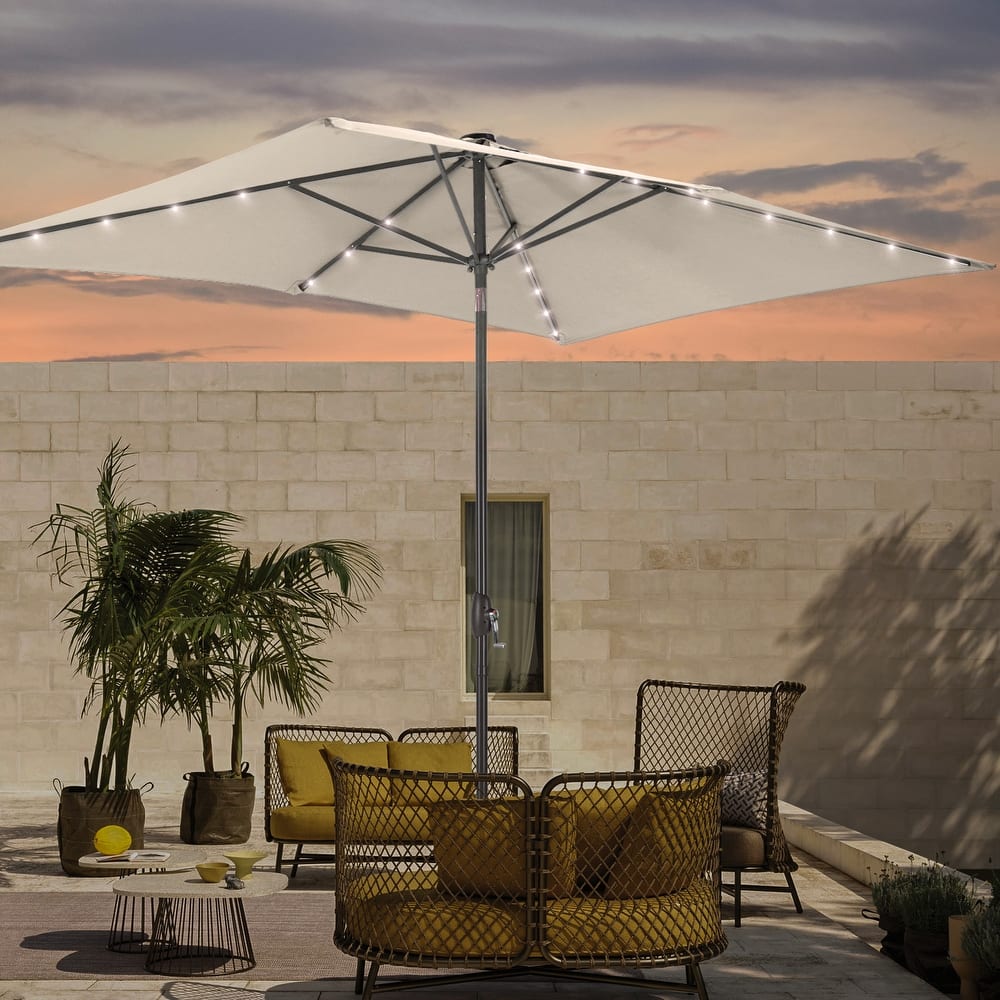 LIVOOSUN 6x9Ft LED Patio Umbrella Weather Resistant Table Umbrella