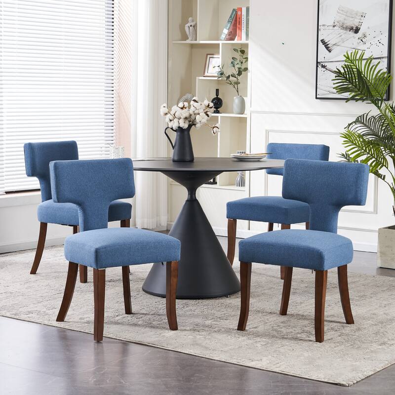 Upholstered Mordern Design T Back Dining Side Chair- Set of 2