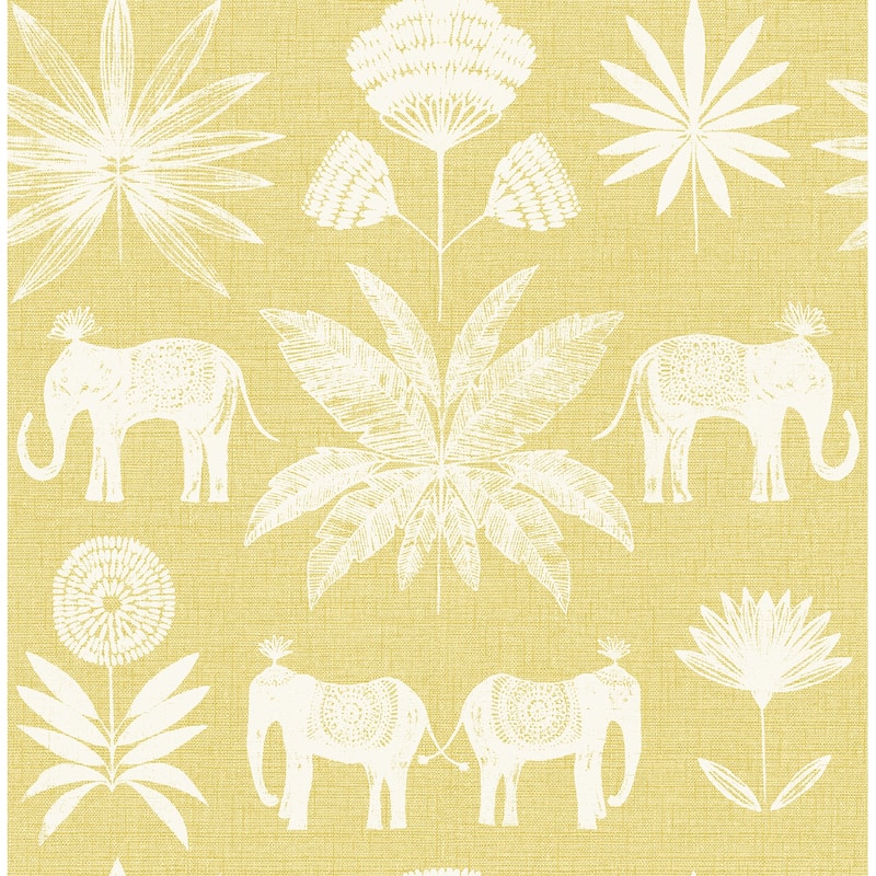 A-Street Prints Bazaar Yellow Elephant Oasis Wallpaper