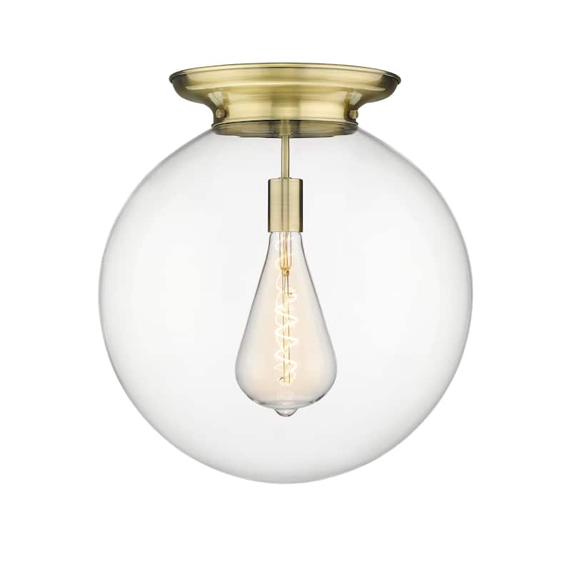 Innovations Lighting Beacon - 1 Light 18" Flush Mount - Antique Brass/Clear