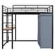 preview thumbnail 7 of 18, Full Loft Bed with Desk, Shelves, Power Outlet, LED Light & Wardrobe, Black