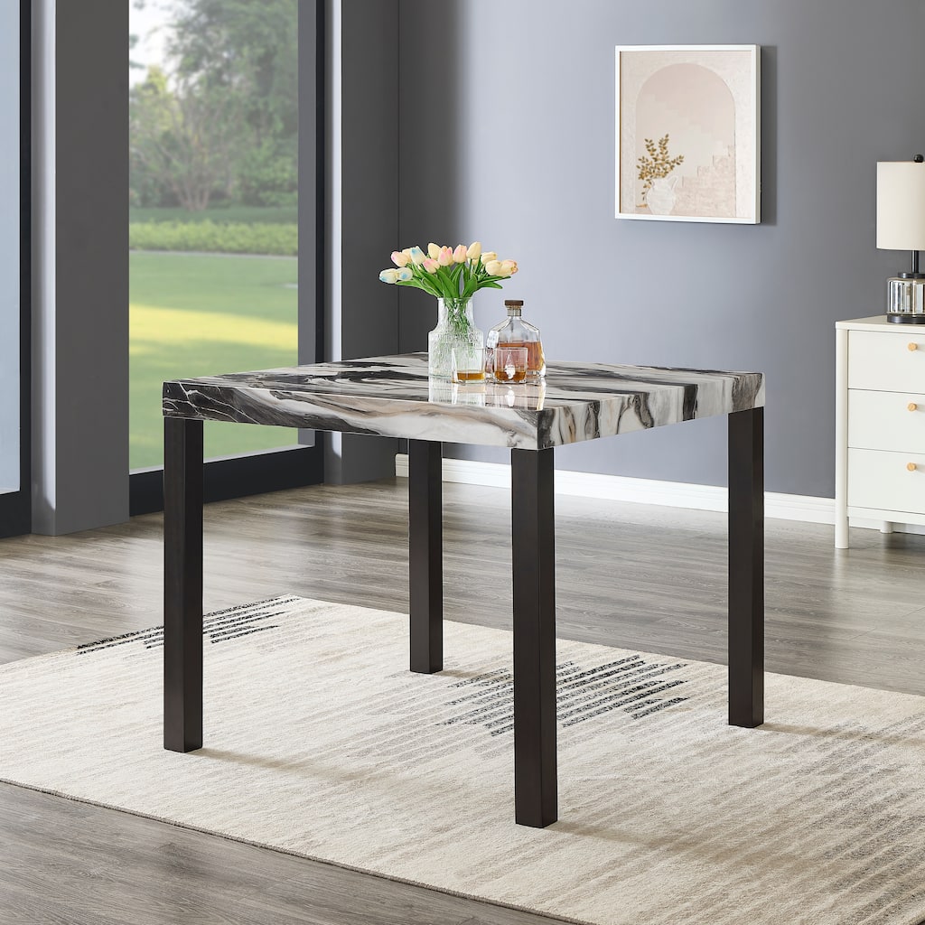 Roundhill Furniture Cavira Modern Faux Marble Counter Height Dining Table - Multi-color
