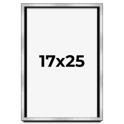 17x25 Shadow Box Frame Silver | 1.375 Inches Deep Real Wood