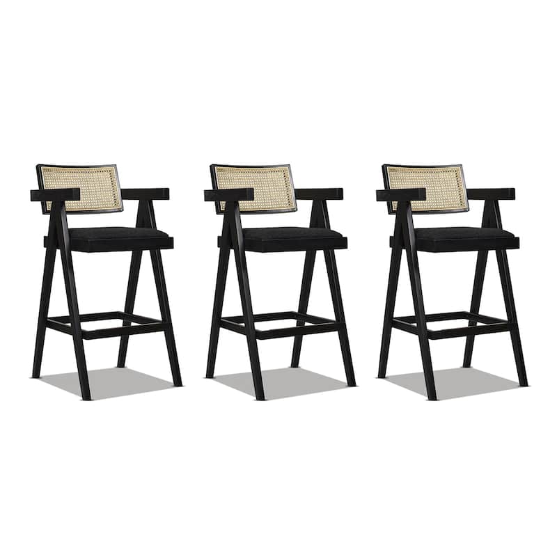 Modern Resin Webbing Back Bar Stool with Arms