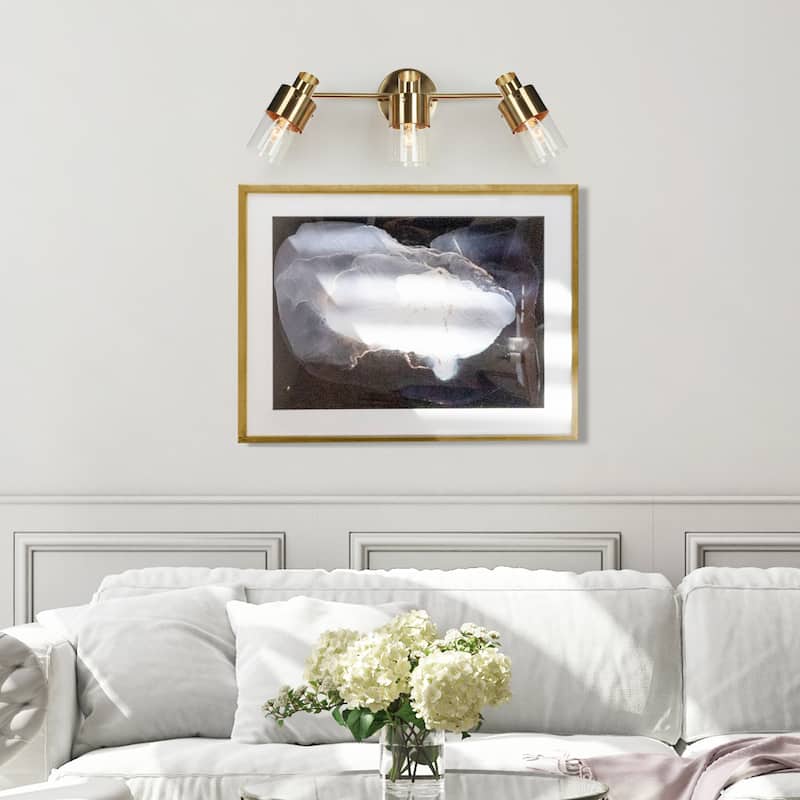 Modern 2/3-Light Dimmable Gold Bathroom Vanity Light Cylinder Glass Wall Sconces