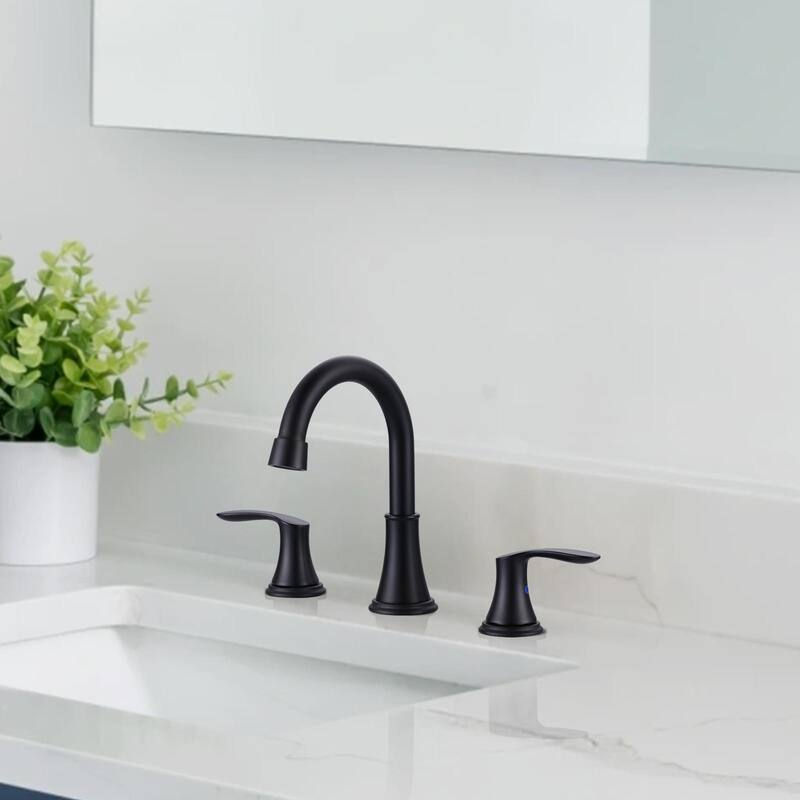 WOWOW 8 in. Widespread Double Handle Bathroom Faucet with Pop Up Drain