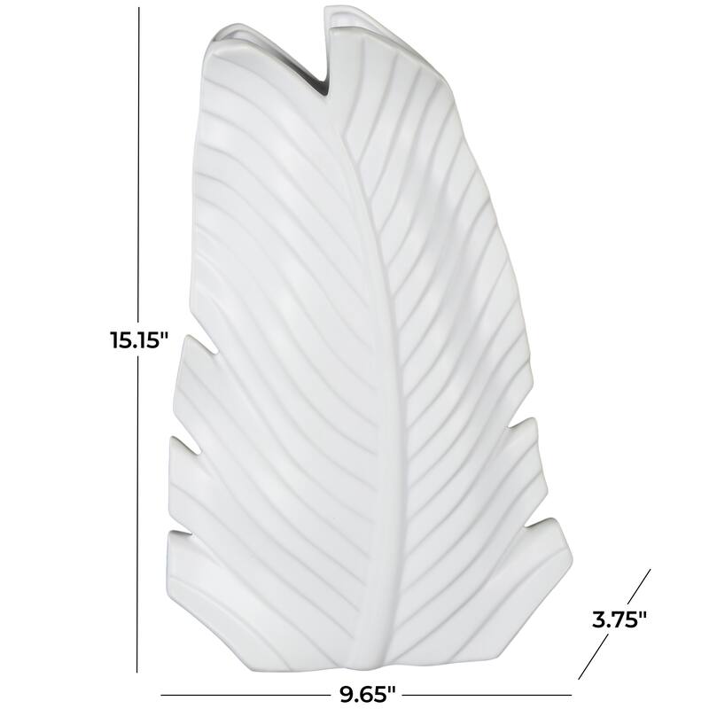 Ceramic Palm Tree Curved Leaf Decorative Vase - Black or White - Roche River Decor