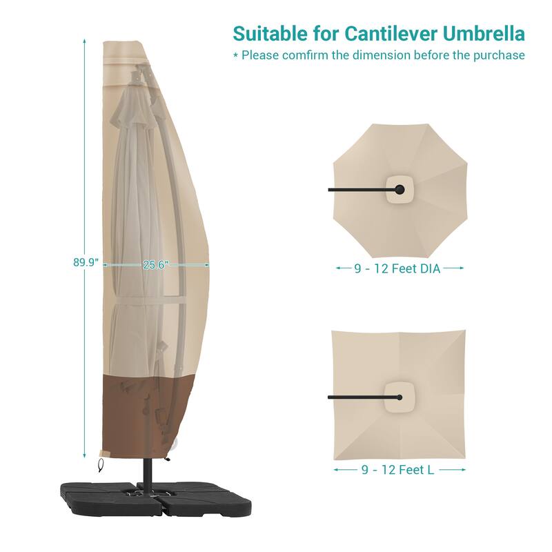Bonosuki Patio Offset Umbrella Cover - 600D Waterproof Umbrella Cover