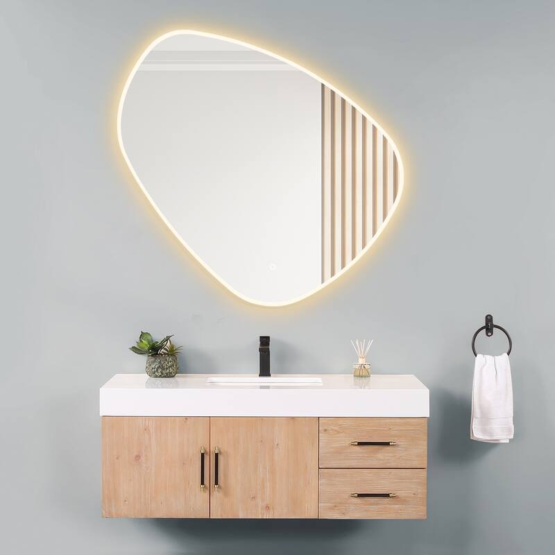 Altair Rasso Novelty Frameless Modern Bathroom Vanity LED Lighted Wall Mirror