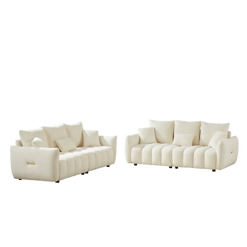 3-Seater + 3-Seater Sofa Combo - Teddy Upholstery for Family Gatherings