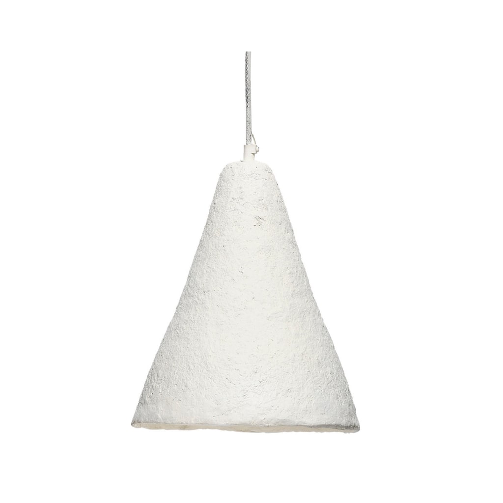 Zoe 96 Inch Pendant Chandelier, Modern Paper Mache Cone Shape, Beige