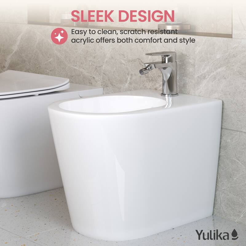 Yulika Elongated Floor Mount Bidet Self-Cleaning Bidet Floorstanding Bidet with Faucet - 22x14.4x15.7