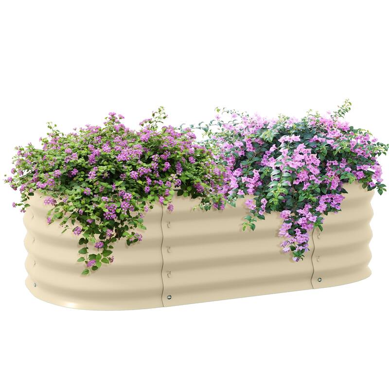 3.4' x 2' x 1' Galvanized Raised Garden Bed Kit, Outdoor Metal Elevated Planter Box with Safety Edging, Easy DIY Stock Tank