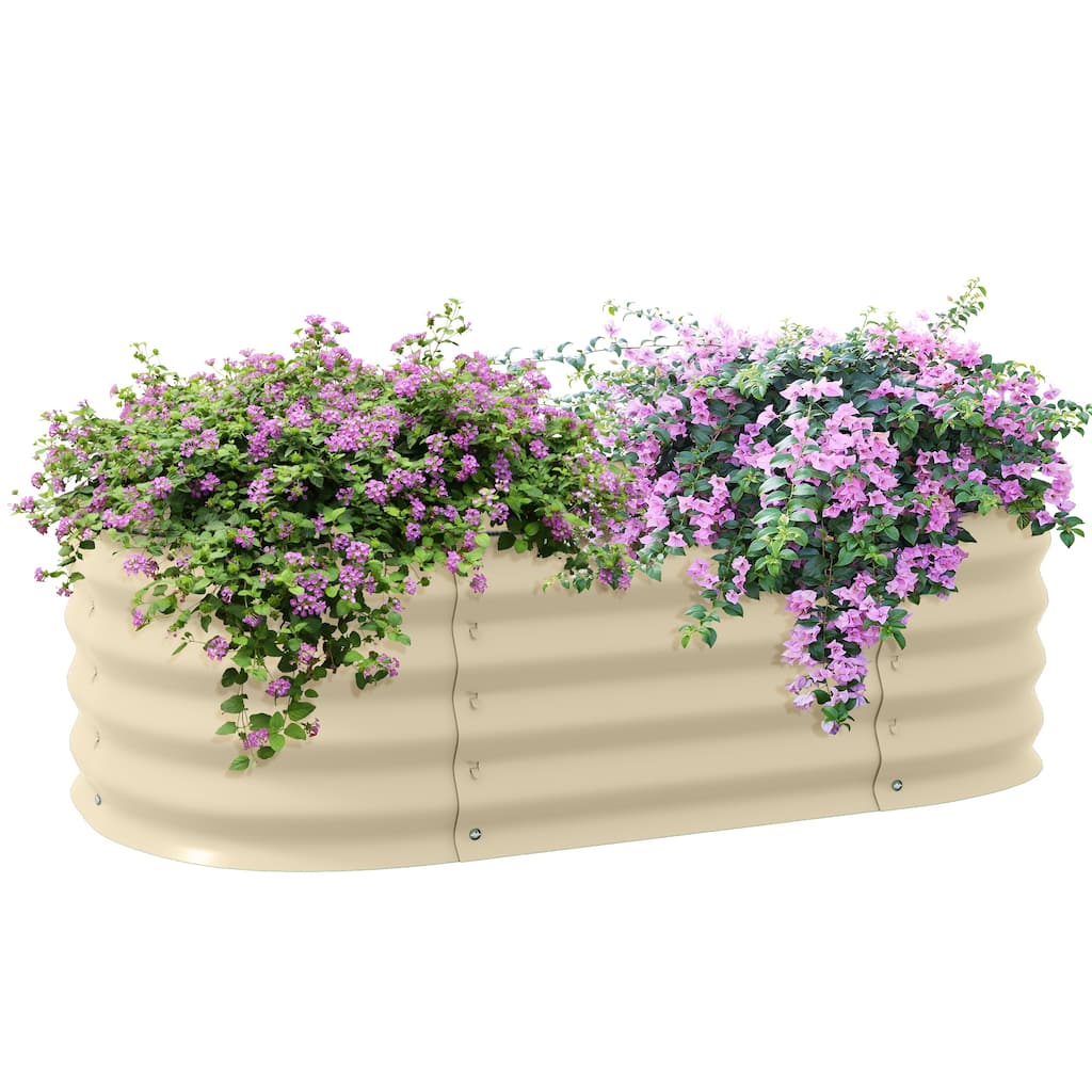 Modern Minimalist Garden Bed with Safety Edging, Easy DIY Stock Tank, for Growing Flowers Herbs Vegetables - 8' x 10'