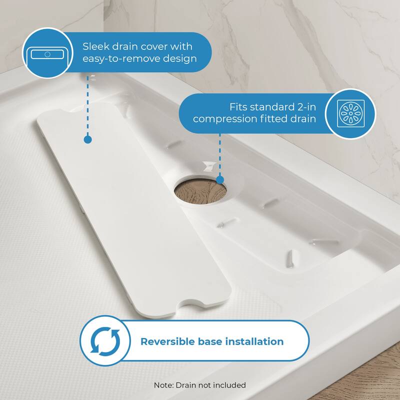 OVE Breeze Pivot Corner Frameless Pivot Shower Door Kit with Base Pan