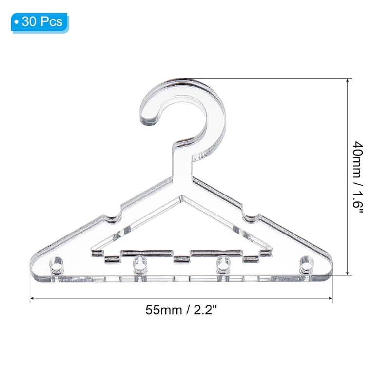 30pcs Clothes Hanger Earring Holder,Mini Acrylic Coat Hangers - Silvery