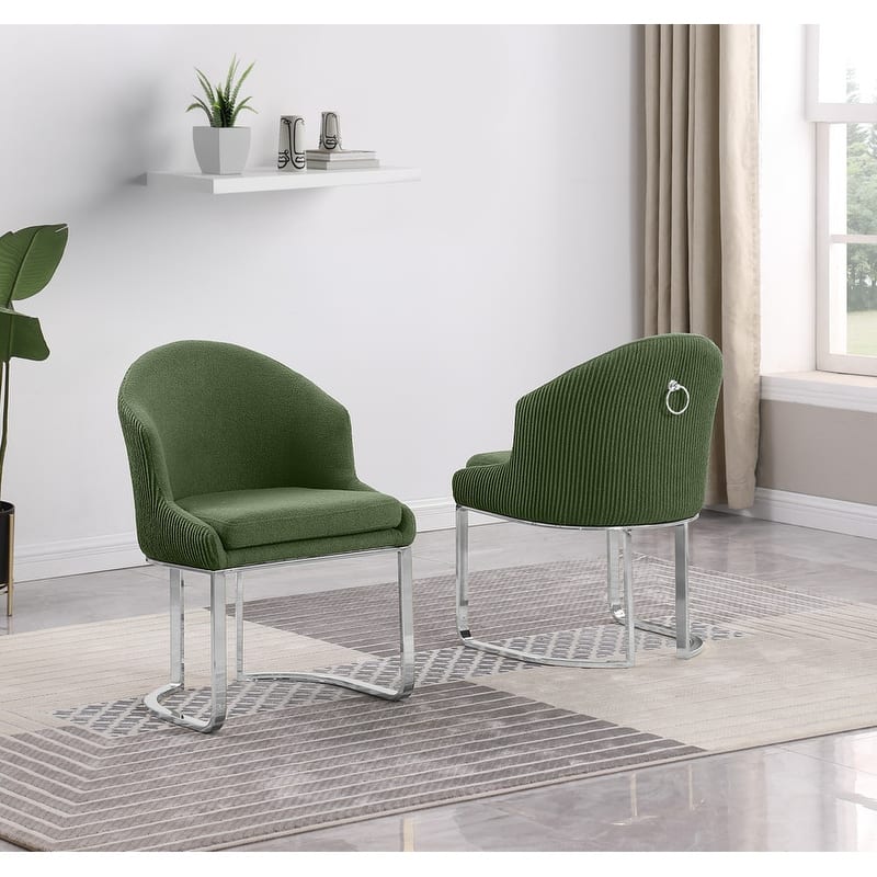 Best Quality Furniture Teddy Fabric Chrome Dining Chairs (Set of 2) - N/A - Green-Chairs