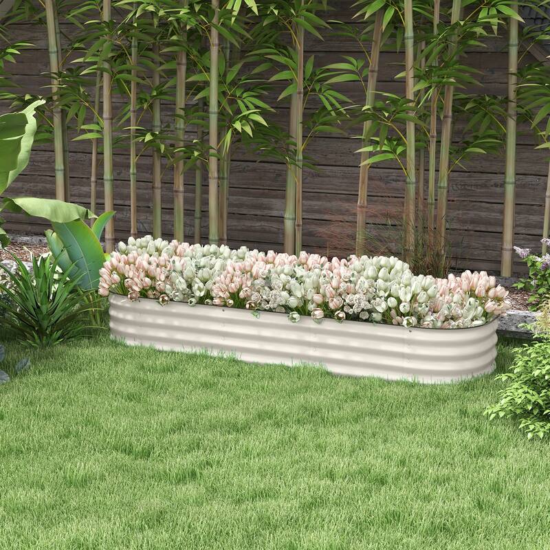 Modern Minimalist Garden Bed with Safety Edging, Easy DIY Stock Tank, for Growing Flowers Herbs Vegetables - 8' x 10'